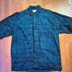 Men's Teal Patterned Lightweight Shirt Jacket
